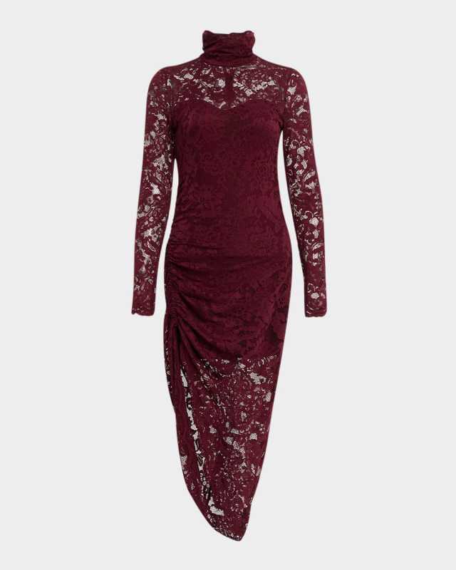 Iria Long-Sleeve Lace Midi Dress